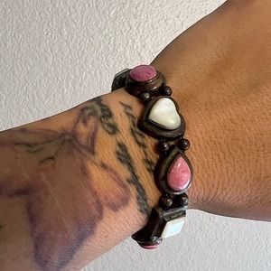 Antique 1970’s bracelet 7” wrist .925 sterling silver with gems